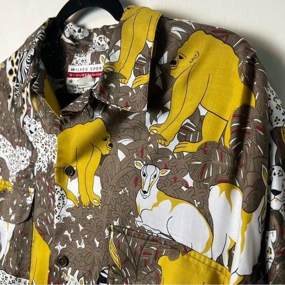 Wilkes Sport by Wilkes Bashford Men's Safari Animal Print Button-Up Shirt Sz 5 - Picture 5 of 8